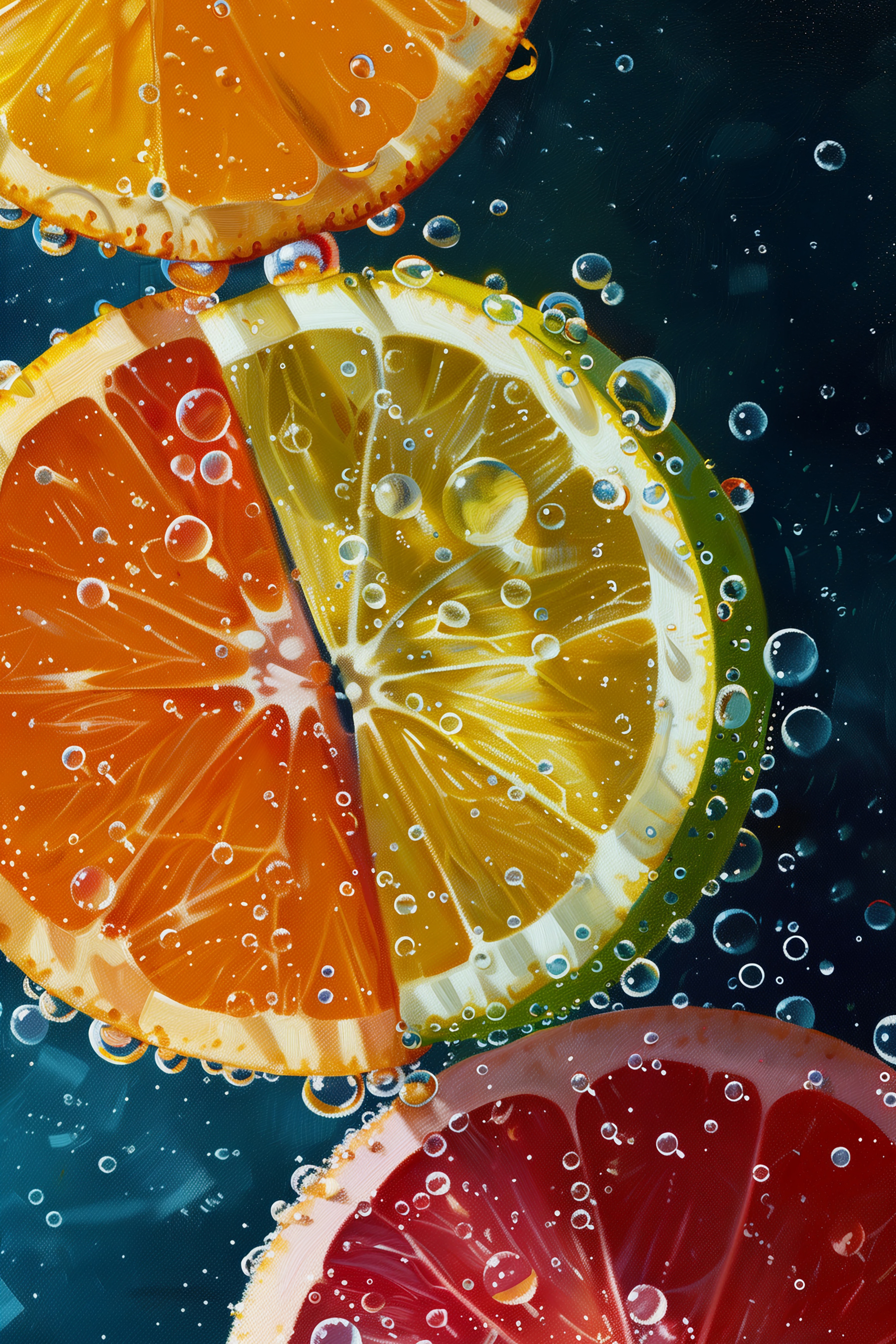 Close up of fruit slices in water Close up of fruit slices in water