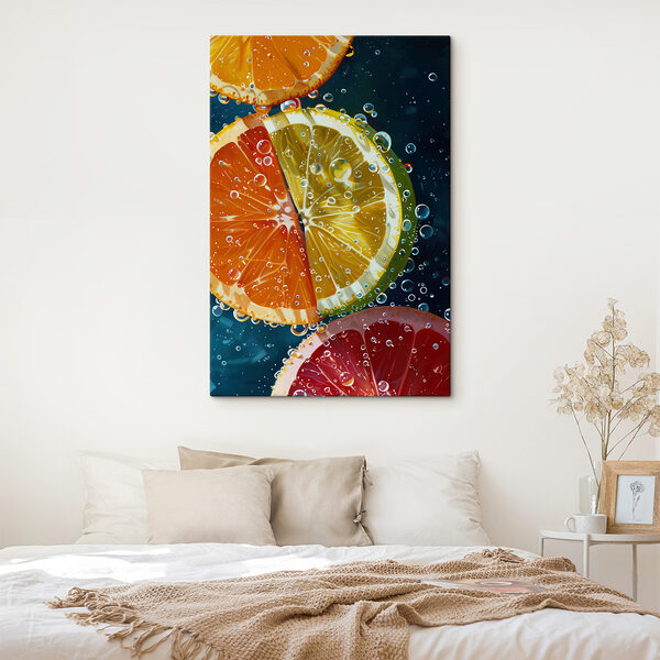 Quadri Quadri Primo piano di fette di frutta in acqua (COD: s39236)