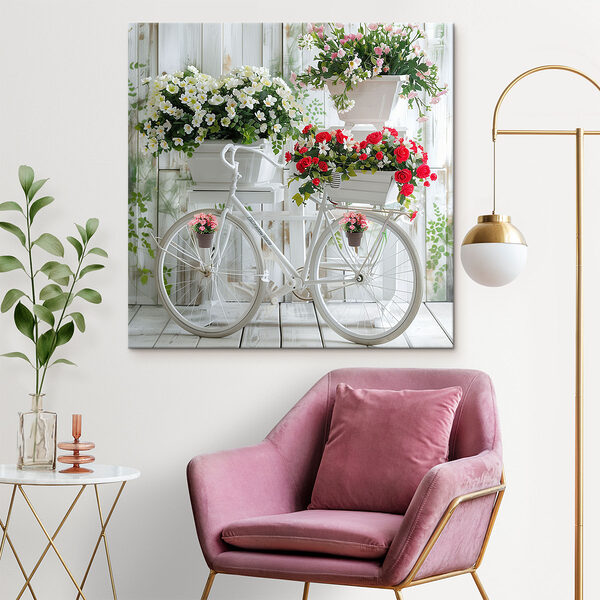 Quadri Quadri Bicicletta con fiori nei cestini (COD: s39242)