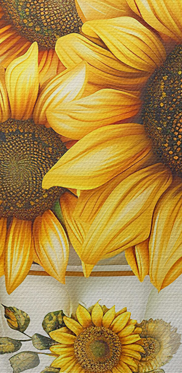 Painting of sunflowers in a teacup