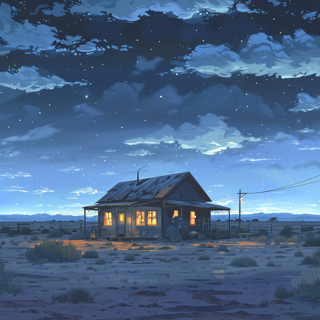 House in the desert at night House in the desert at night