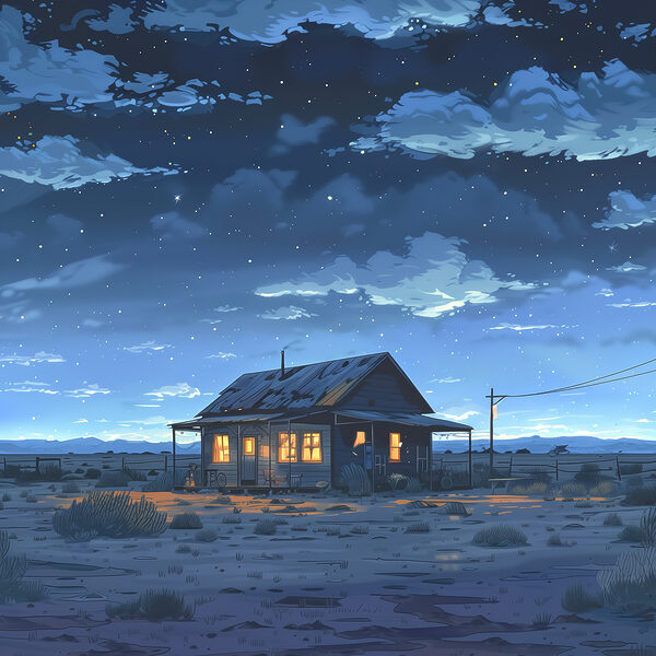 House in the desert at night House in the desert at night