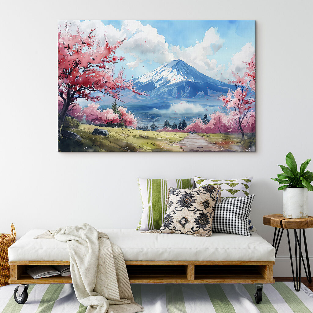 Mount Fuji with pink flowers Mount Fuji with pink flowers