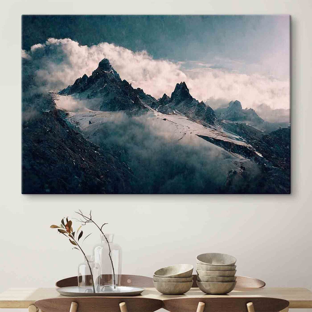 Snowy mountain tops with clouds Snowy mountain tops with clouds