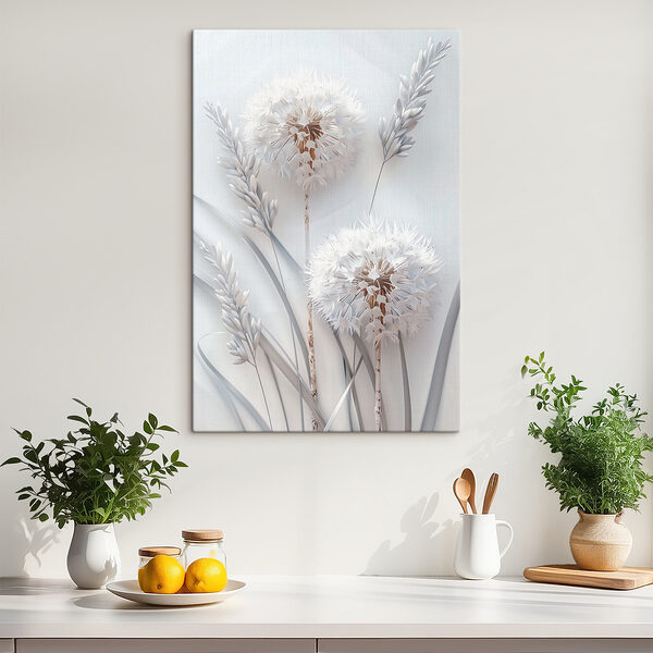 Quadri Fiore bianco con foglie bianche (COD: s39787) Quadri Quadri Fiore bianco con foglie bianche (COD: s39787)