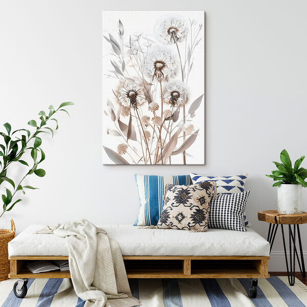 Group of dandelions with leaves