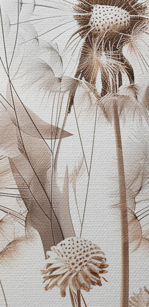 Group of dandelions with leaves