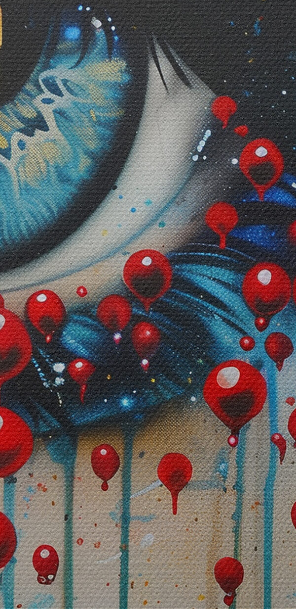 Painting of a woman's eye and city Painting of a woman's eye and city