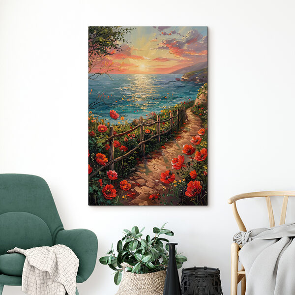 Quadri Dipinto raffigurante un sentiero in riva al mare con dei fiori (COD: s39811) Quadri Quadri Dipinto raffigurante un sentiero in riva al mare con dei fiori (COD: s39811)