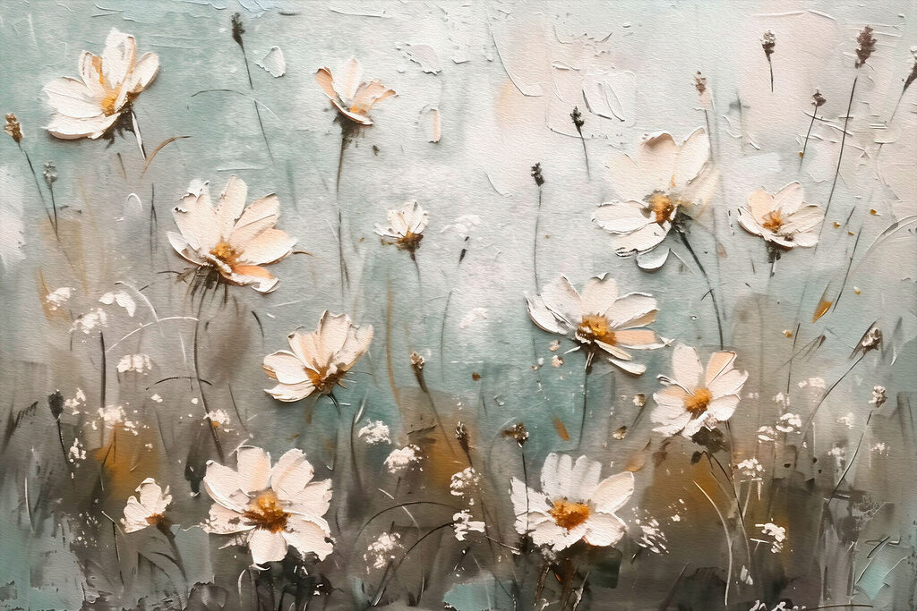 Painting of flowers on a wall Painting of flowers on a wall