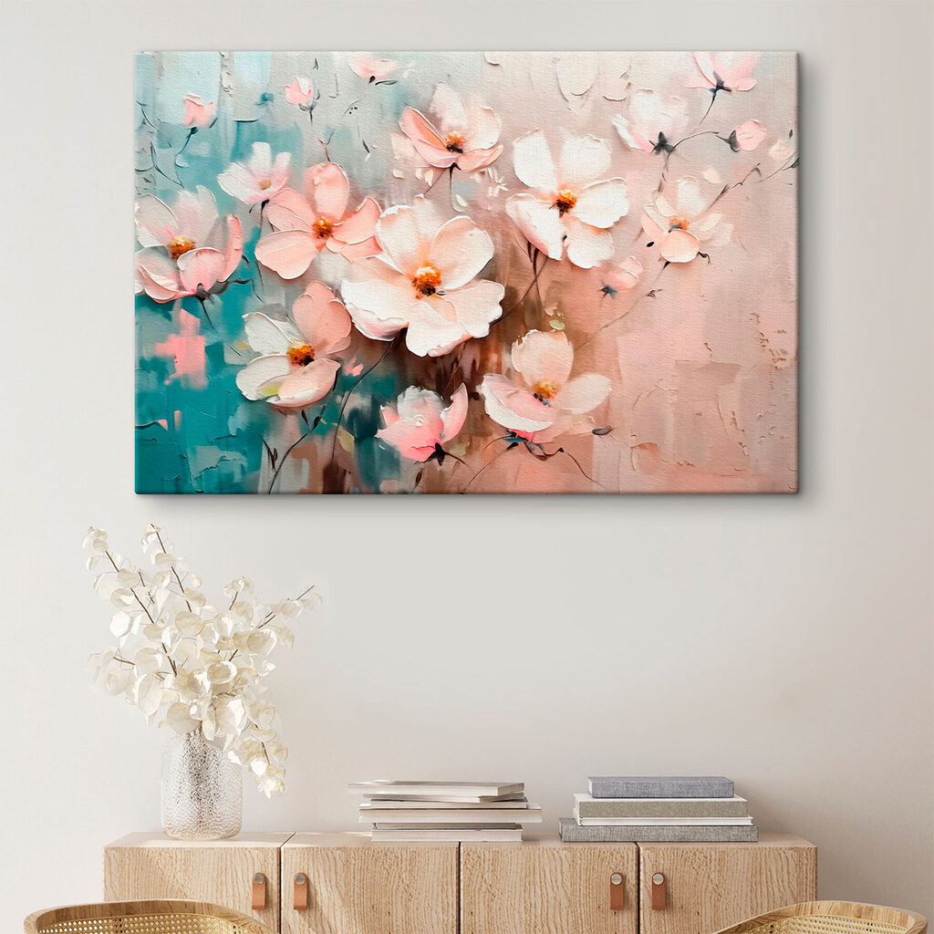 Painting of flowers on a wall Painting of flowers on a wall