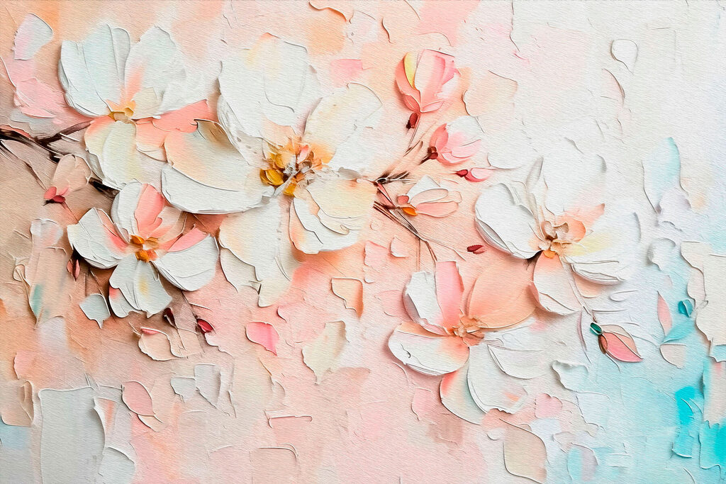 Painting of flowers on a white surface