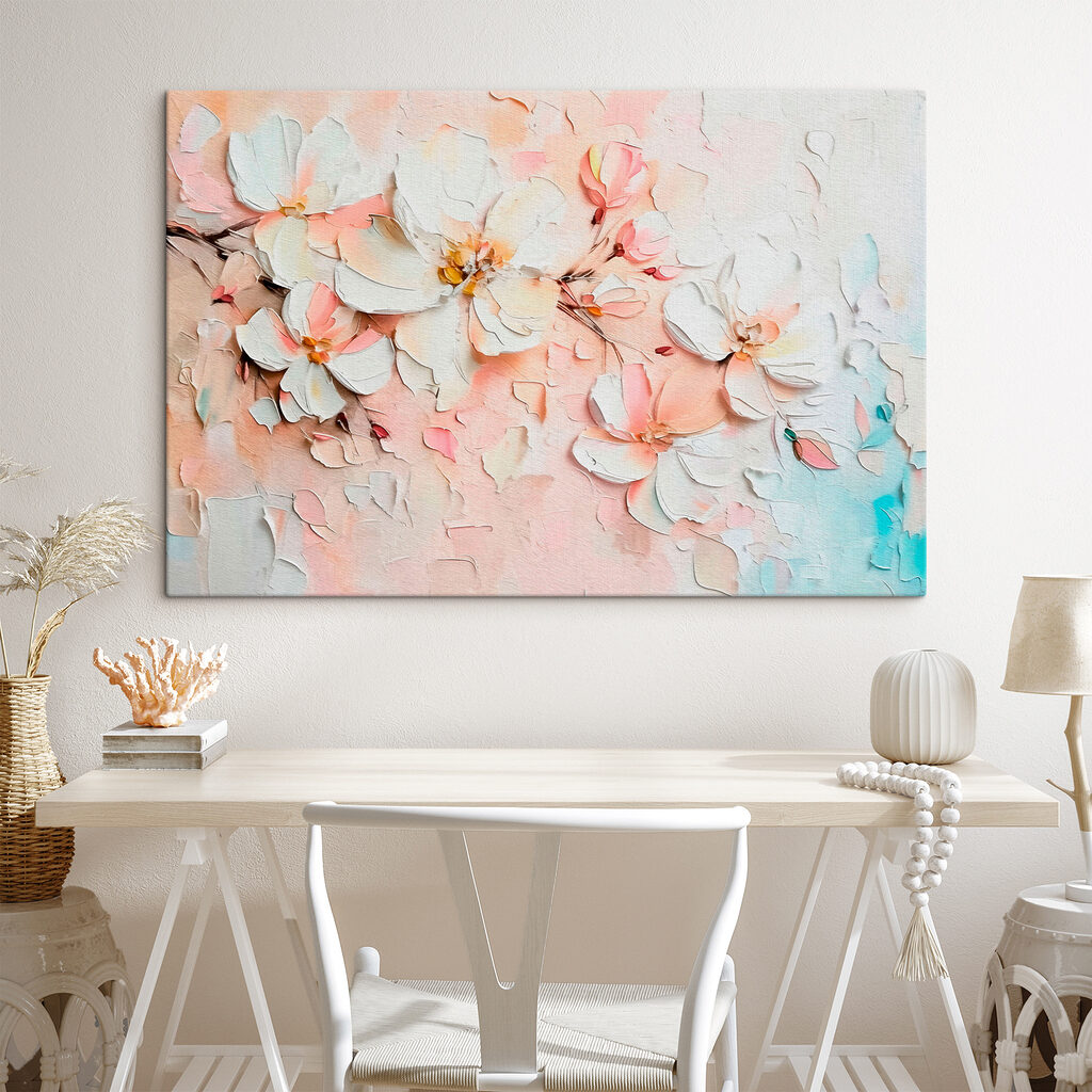Painting of flowers on a white surface