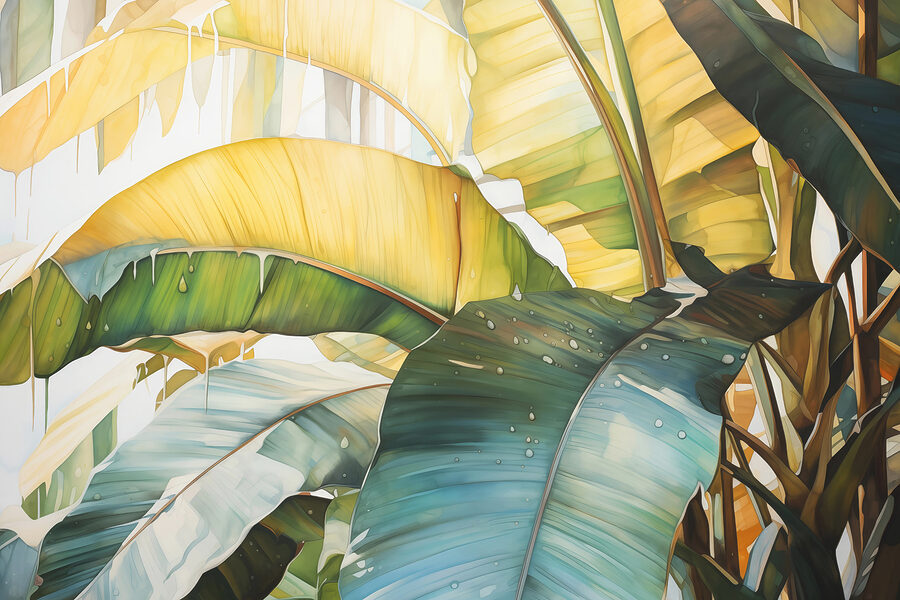 Primo piano di una foglia di banano Primo piano di una foglia di banano