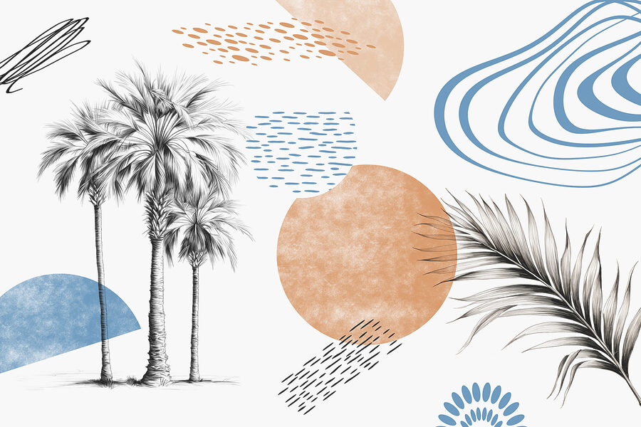 Carta da parati Palme e forme geometriche - immagine 3
