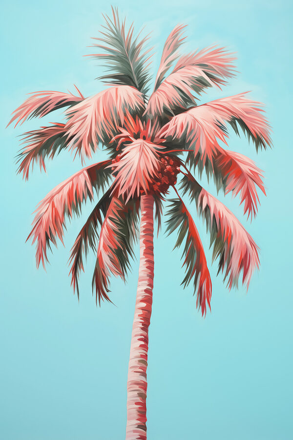Palm tree with pink leaves Palm tree with pink leaves