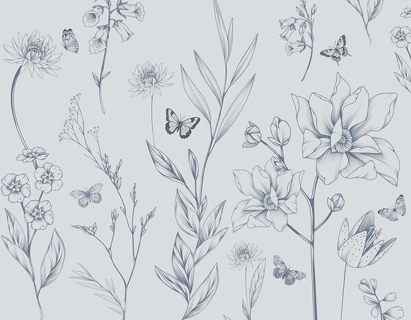 Disegno di fiori e farfalle Disegno di fiori e farfalle