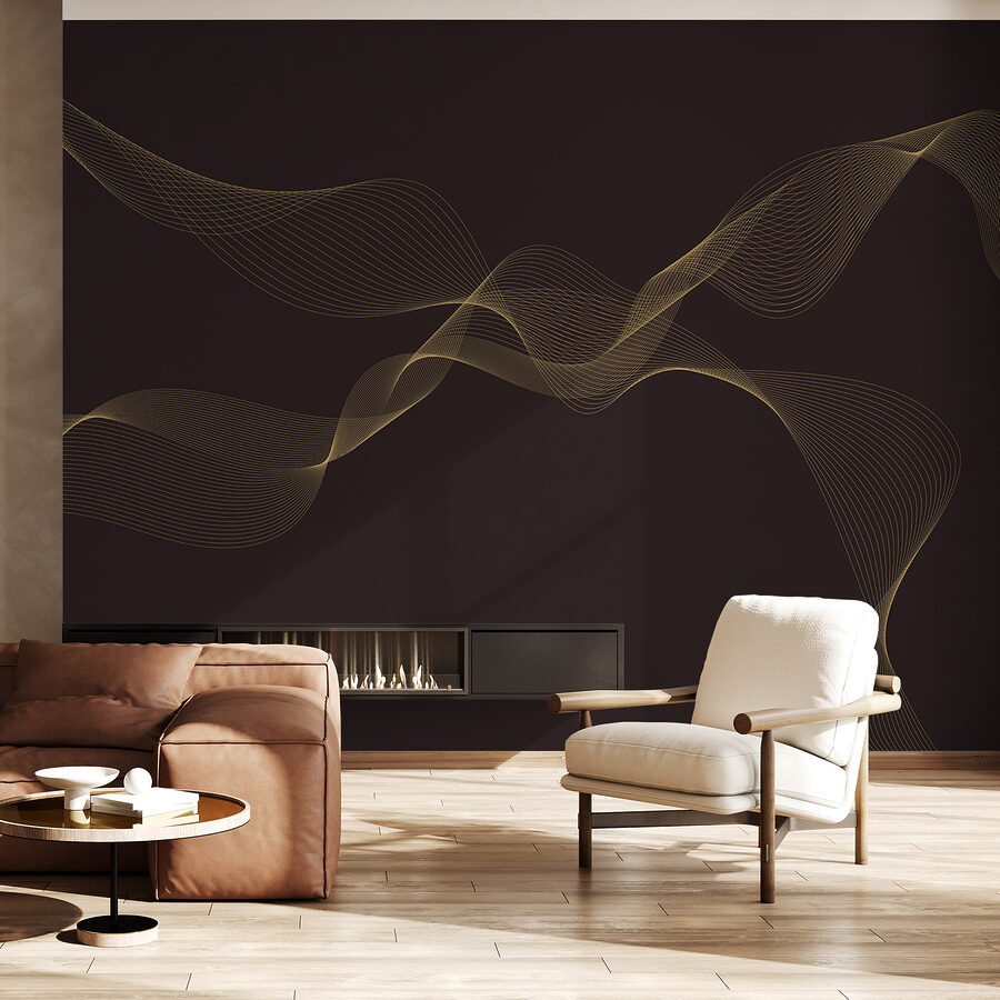 Linee eleganti e vorticose su sfondo scuro.