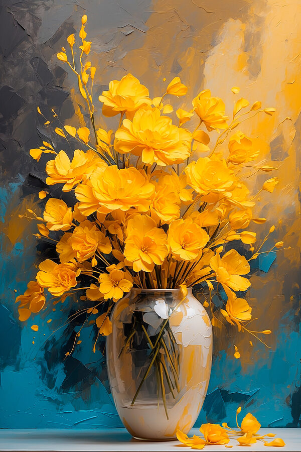 Vase with yellow flowers