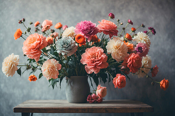 Vase of flowers on a table