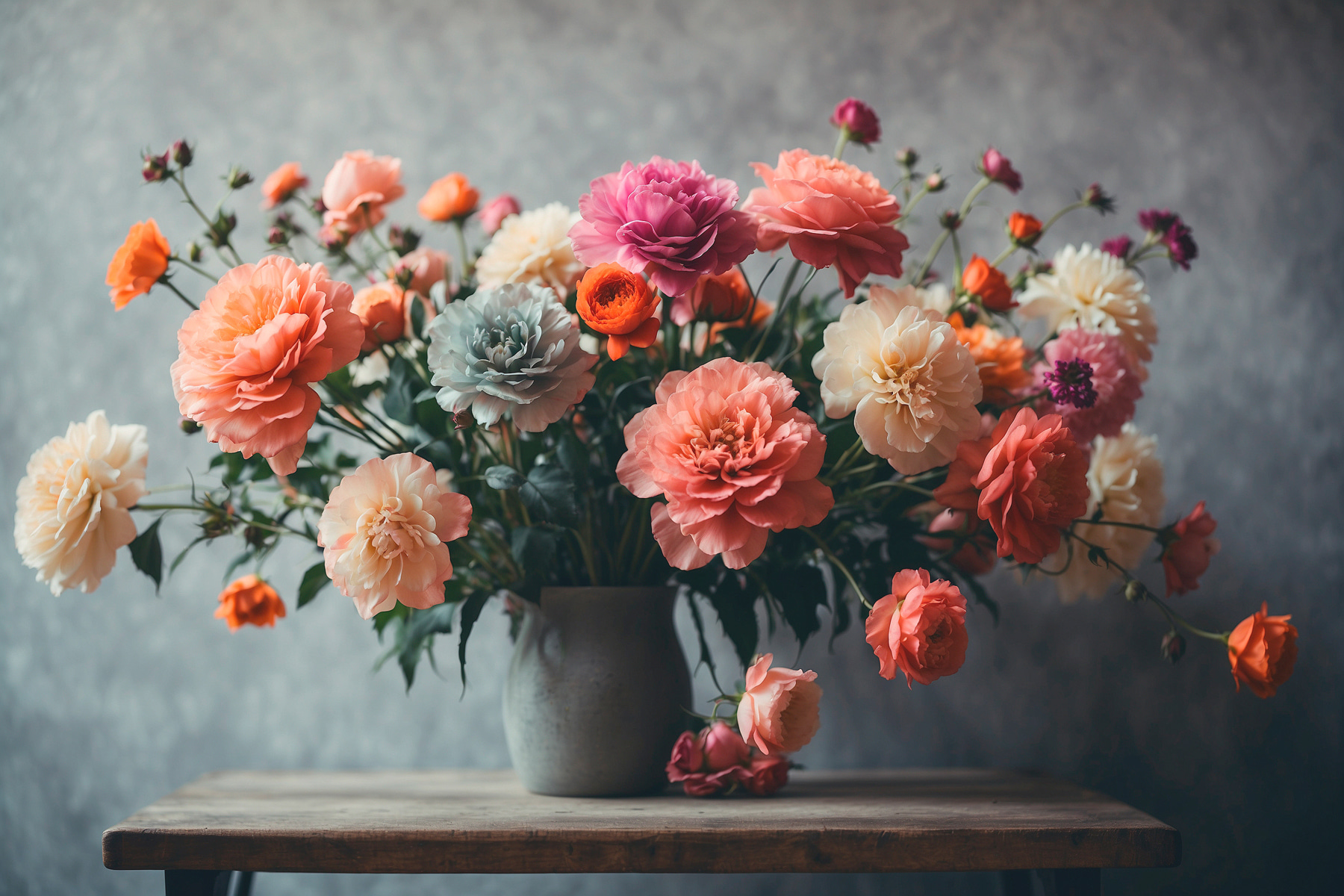 Vase of flowers on a table