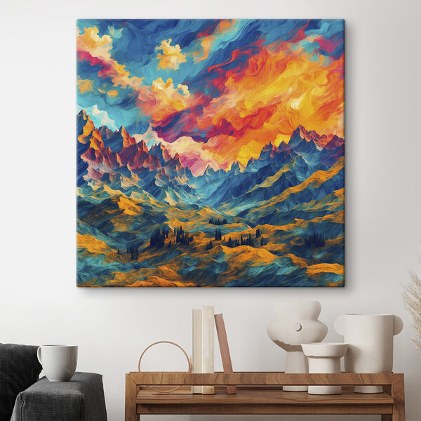 Quadri Paesaggio montano dai colori vivaci con nuvole (COD: s39861) Quadri Quadri Paesaggio montano dai colori vivaci con nuvole (COD: s39861)