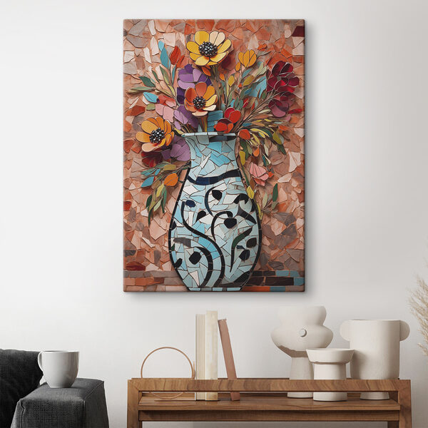 Quadri Mosaico di fiori in un vaso (COD: s39867) Quadri Quadri Mosaico di fiori in un vaso (COD: s39867)