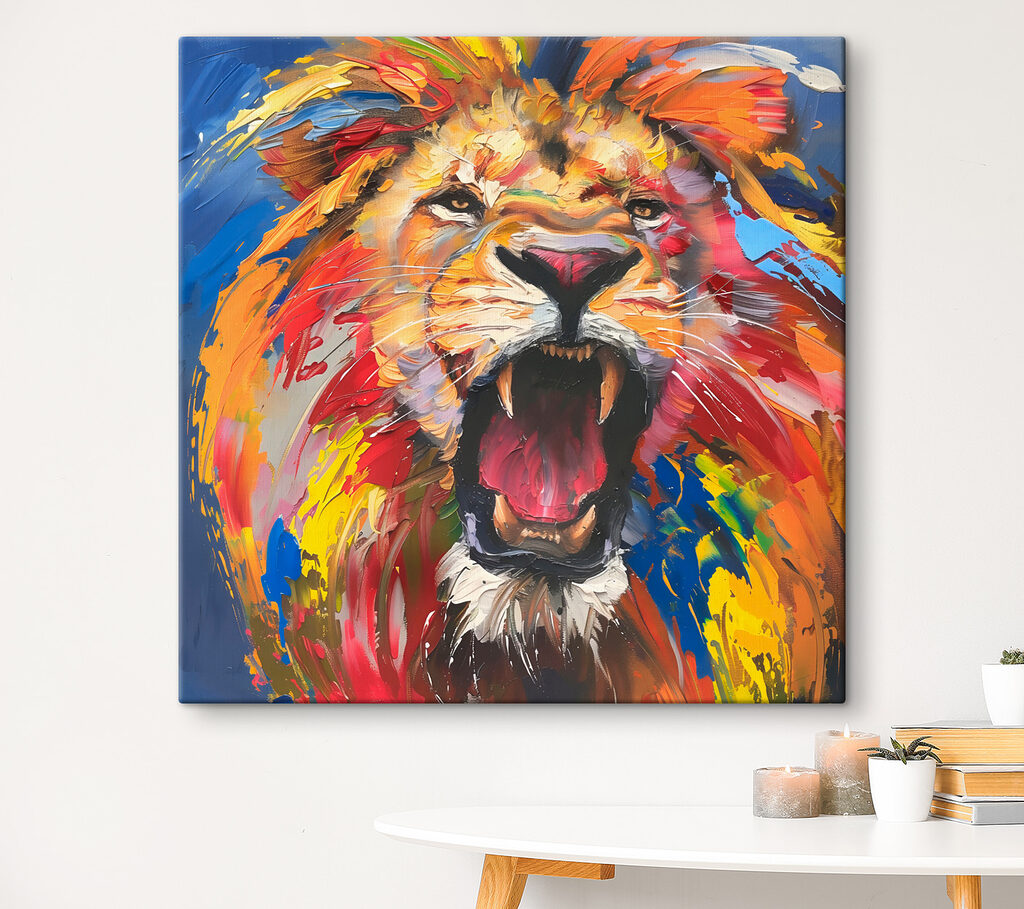 Lion with its mouth open