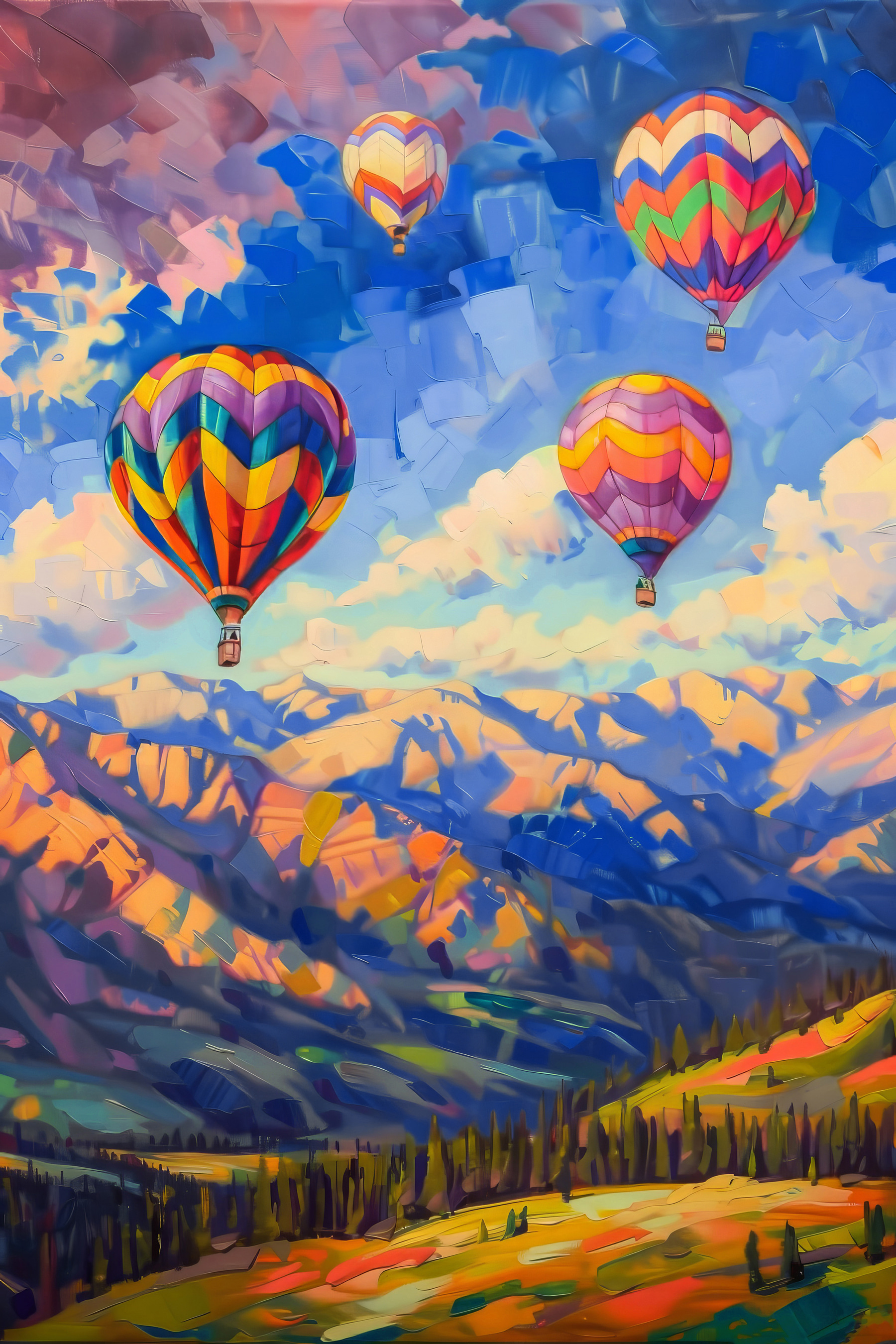 Group of hot air balloons in the sky