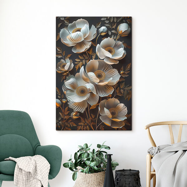 Quadri Quadri Carta da parati con fiori e foglie (COD: s39888)