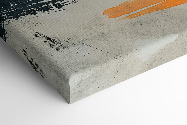 Black and orange paint on a white surface
