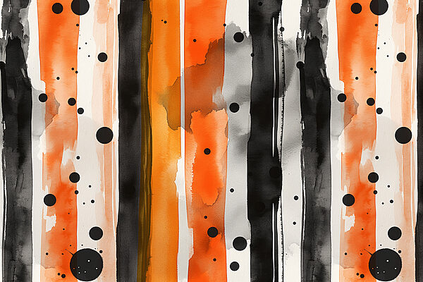 Black and orange stripes and dots
