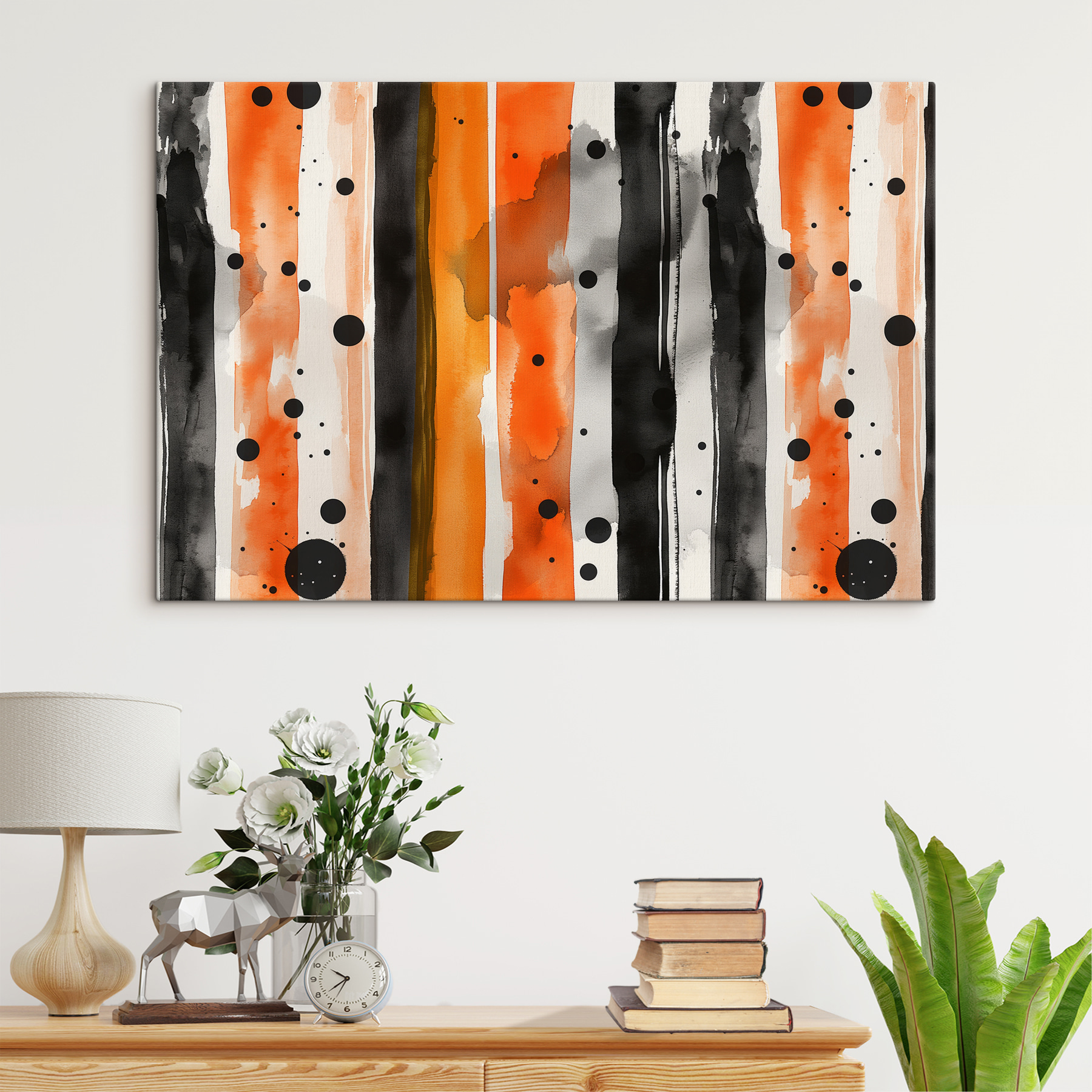 Black and orange stripes and dots