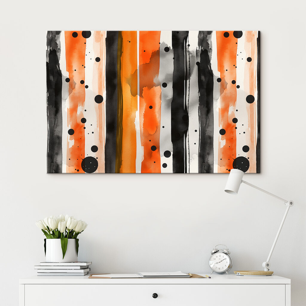 Black and orange stripes and dots