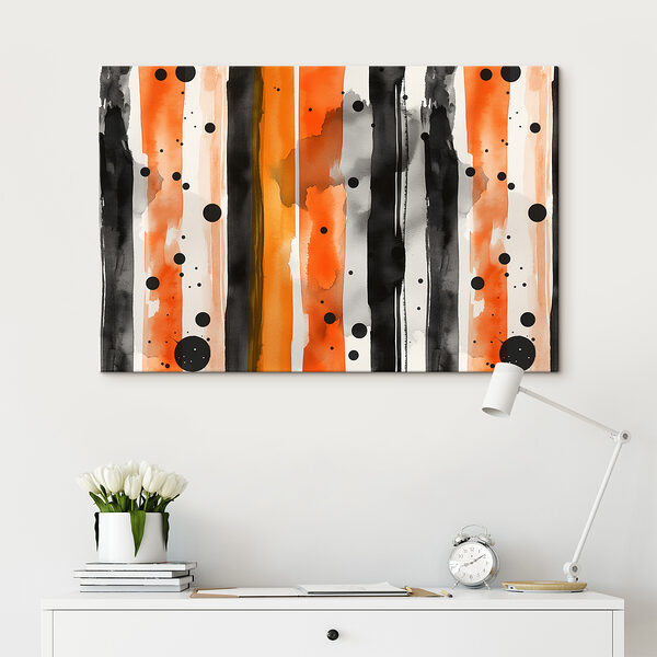 Black and orange stripes and dots