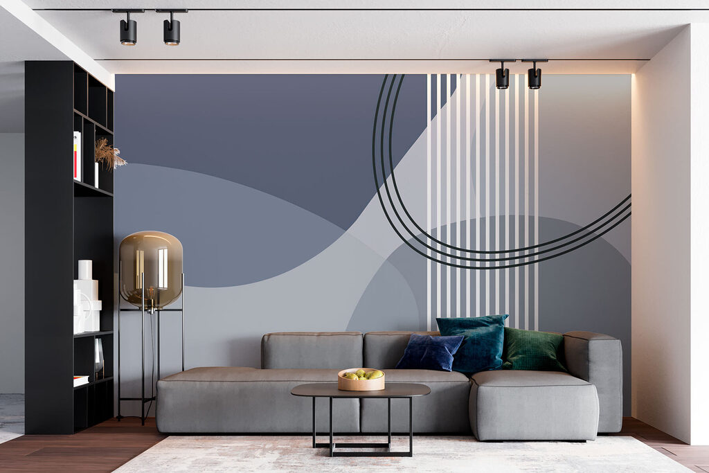 Grey and white background with black circles and lines
