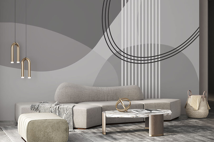 Sfondo grigio e bianco con cerchi e linee Sfondo grigio e bianco con cerchi e linee
