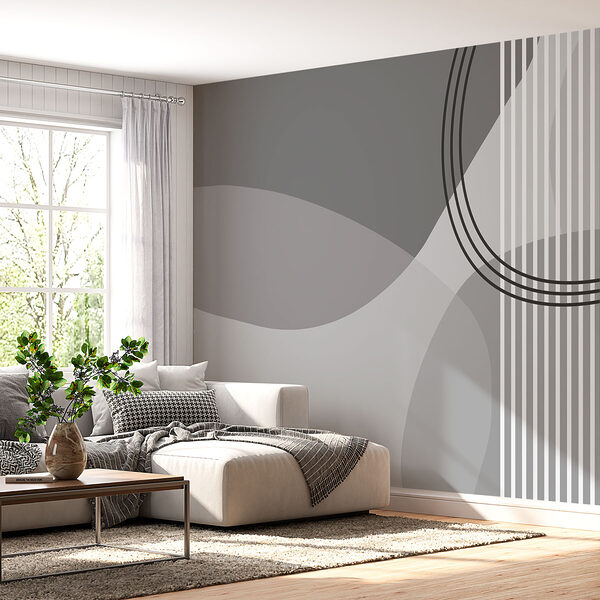 Sfondo grigio e bianco con cerchi e linee Sfondo grigio e bianco con cerchi e linee