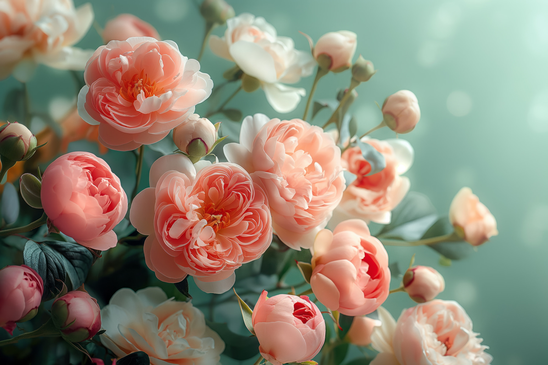 Group of pink and white flowers