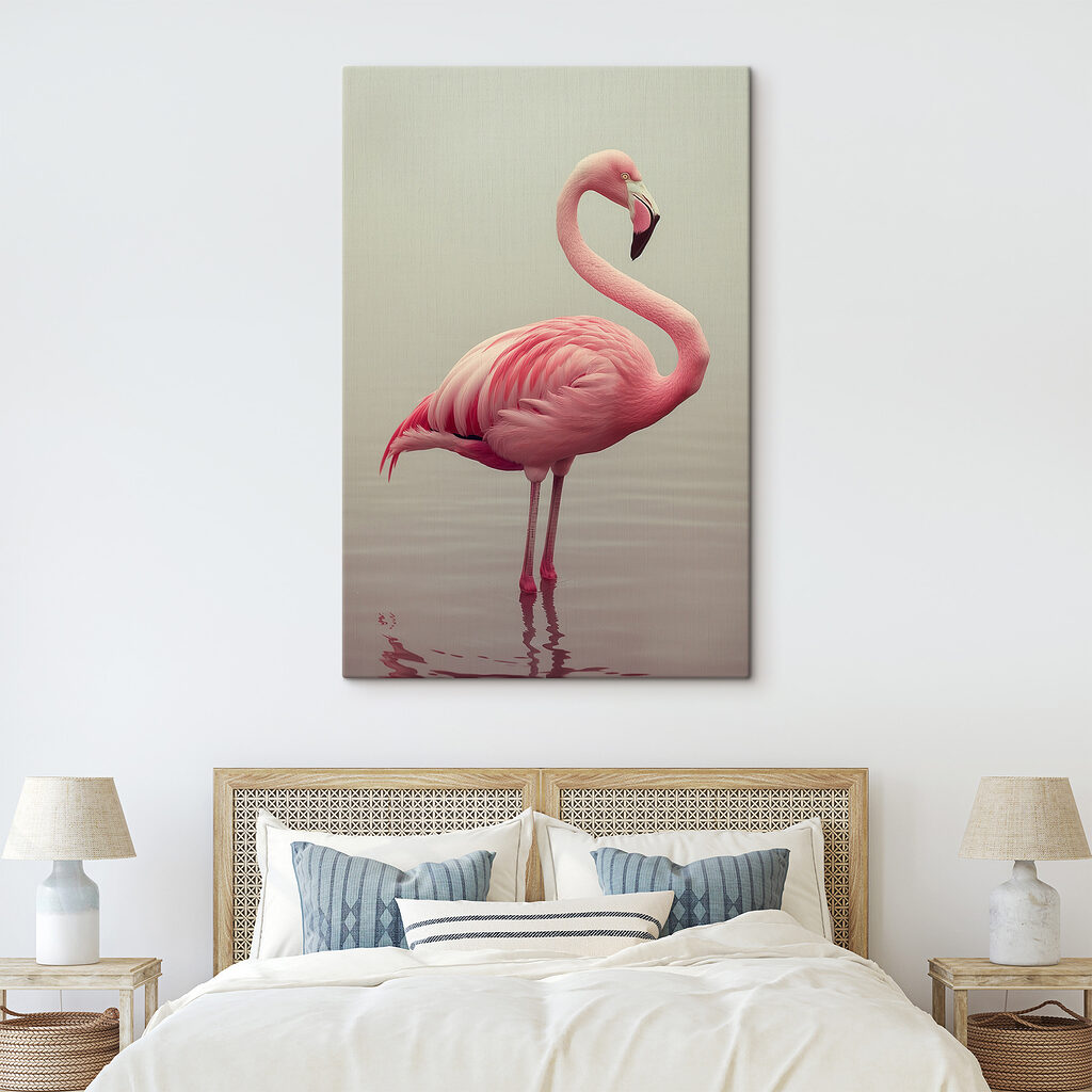 Pink flamingo standing in water Pink flamingo standing in water