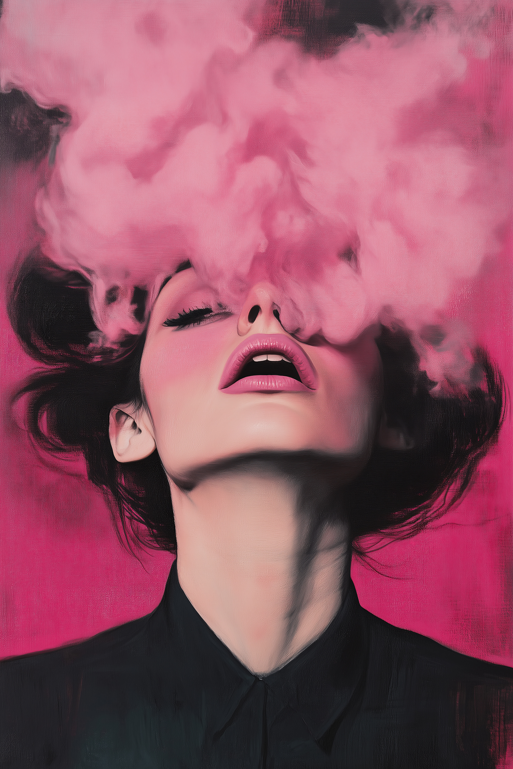 Woman with smoke coming out of her face Woman with smoke coming out of her face