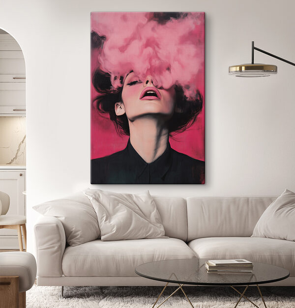Quadri Quadri Donna con il fumo che le esce dal viso (COD: s39909)