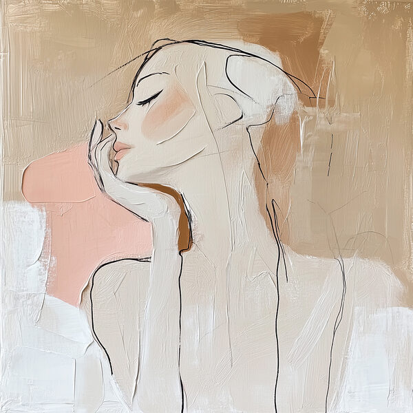 Painting of a woman with her hand on her face