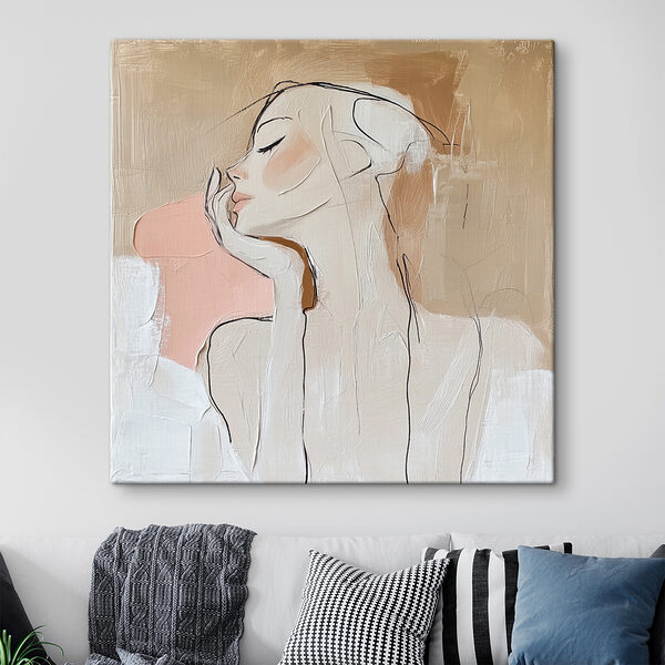 Painting of a woman with her hand on her face