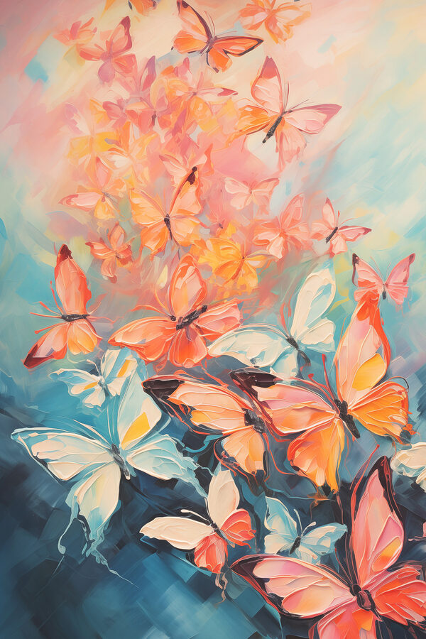 Group of butterflies on a blue background Group of butterflies on a blue background