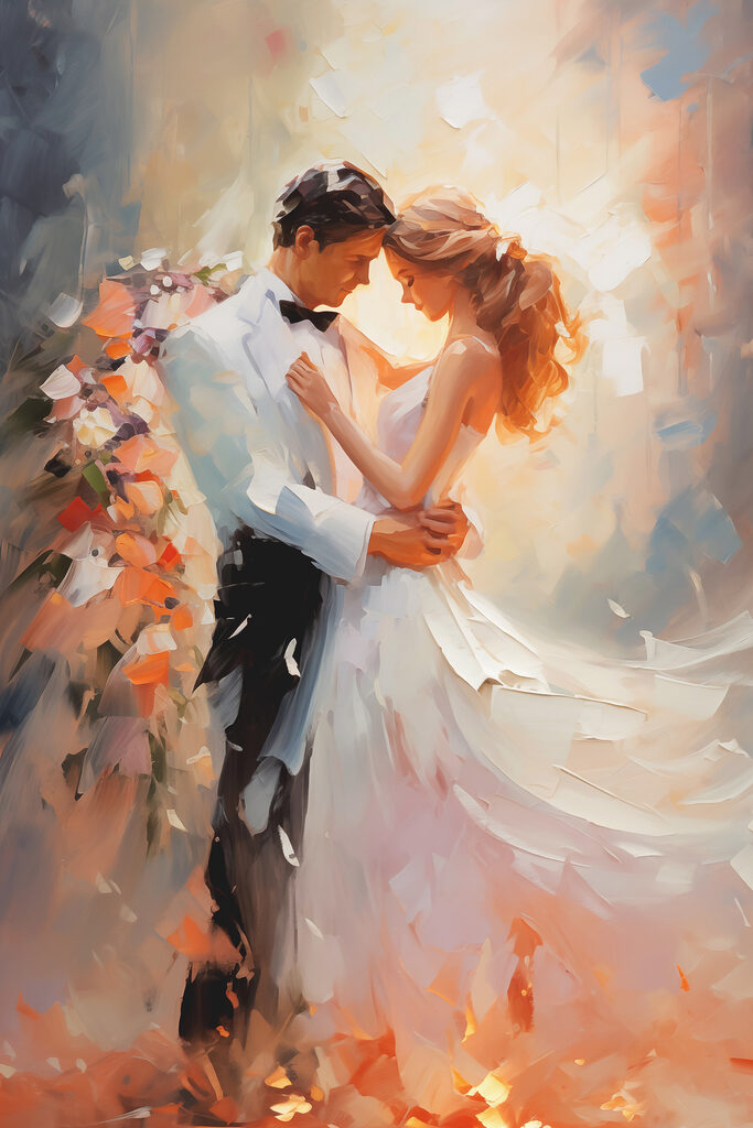 Painting of a man and woman dancing Painting of a man and woman dancing