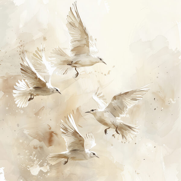 Group of white birds flying Group of white birds flying