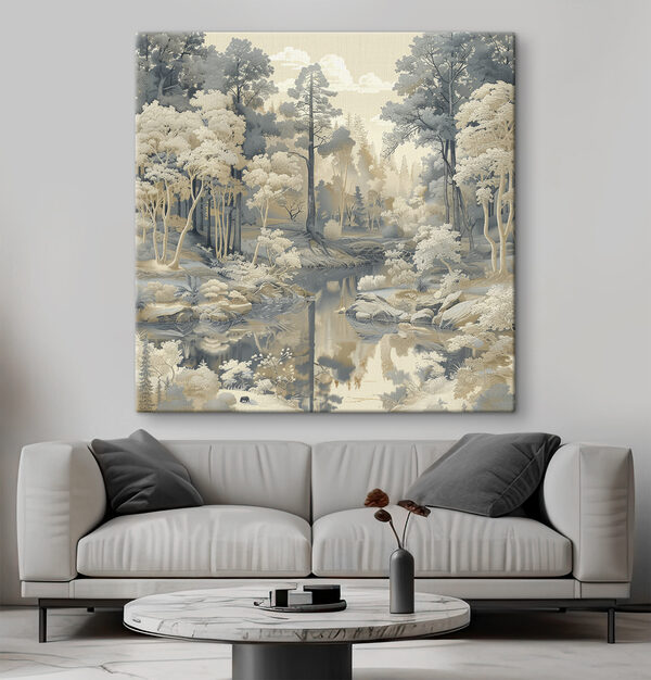 Quadri Quadri Fiume che scorre attraverso una foresta (COD: s39974)