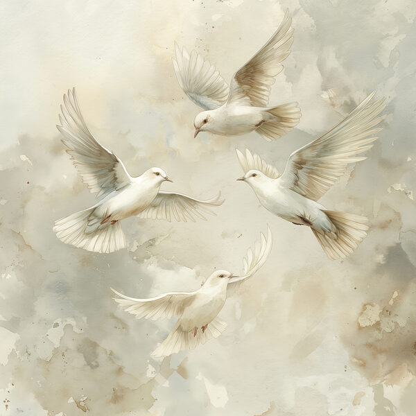 Group of white birds flying in the sky Group of white birds flying in the sky