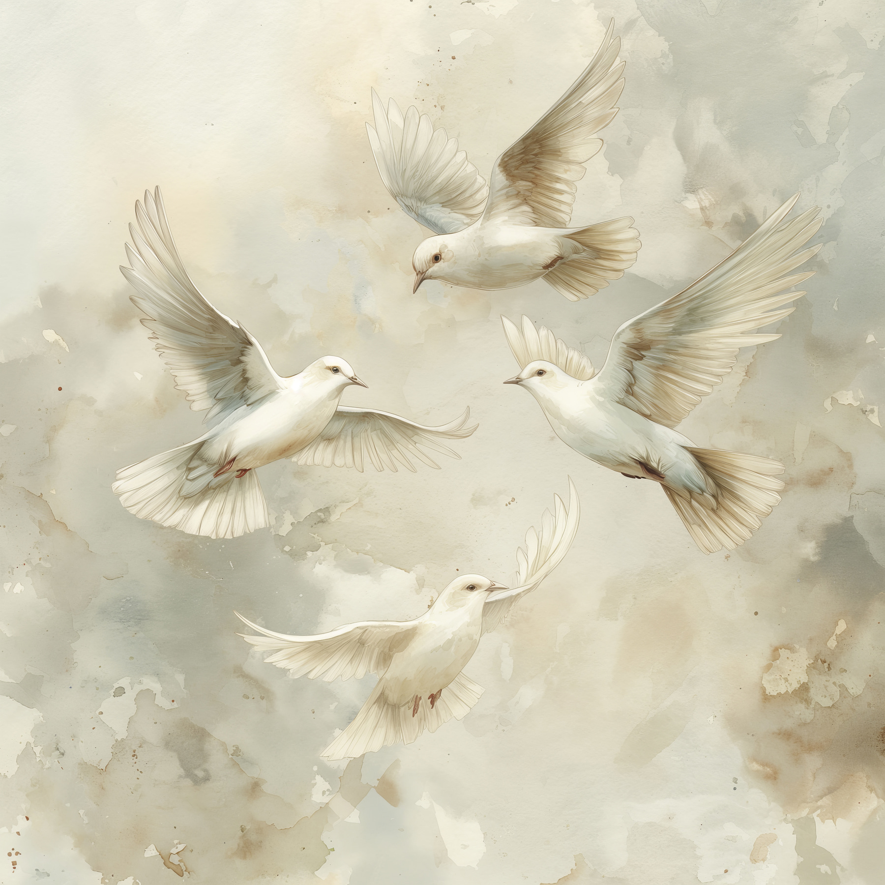 Group of white birds flying in the sky Group of white birds flying in the sky